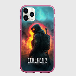 Чехол iPhone 11 Pro матовый Stalker 2 радиоактивный дым, цвет: 3D-малиновый