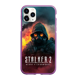 Чехол iPhone 11 Pro матовый Stalker 2 горящий завод, цвет: 3D-фиолетовый