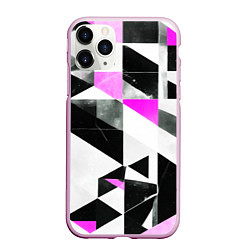 Чехол iPhone 11 Pro матовый Black and pink abstraction on a white background, цвет: 3D-розовый