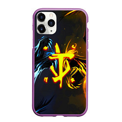 Чехол iPhone 11 Pro матовый Doom logo monster, цвет: 3D-фиолетовый