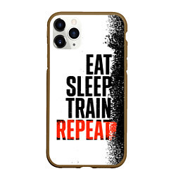 Чехол iPhone 11 Pro матовый Eat sleep train repeat, цвет: 3D-коричневый