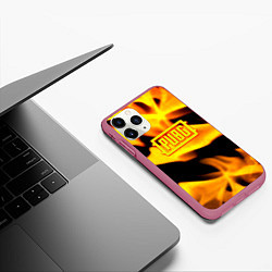 Чехол iPhone 11 Pro матовый PUBG fire steel, цвет: 3D-малиновый — фото 2