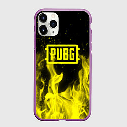 Чехол iPhone 11 Pro матовый PUBG fire yellow, цвет: 3D-фиолетовый