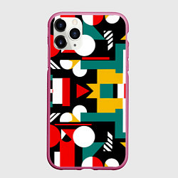 Чехол iPhone 11 Pro матовый Абстрактный паттерн, фигуры, цвет: 3D-малиновый