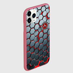 Чехол iPhone 11 Pro матовый Mercedes броня, цвет: 3D-малиновый — фото 2