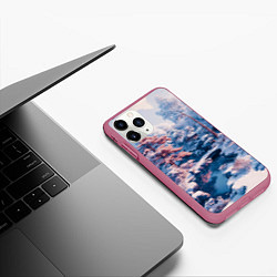 Чехол iPhone 11 Pro матовый Японская зима в сельской местности, цвет: 3D-малиновый — фото 2