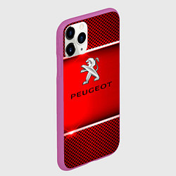 Чехол iPhone 11 Pro матовый Peugeot metal steel, цвет: 3D-фиолетовый — фото 2