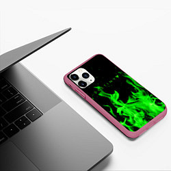 Чехол iPhone 11 Pro матовый Destiny кислотный огонь, цвет: 3D-малиновый — фото 2