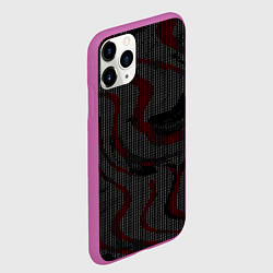 Чехол iPhone 11 Pro матовый Красно-белые точки на чёрном фоне, цвет: 3D-фиолетовый — фото 2