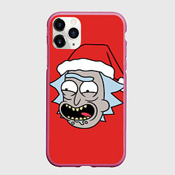 Чехол iPhone 11 Pro матовый Рик и Морти новогодний Рик, цвет: 3D-малиновый