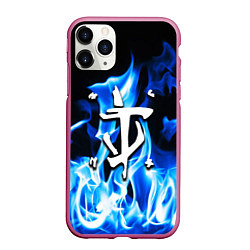 Чехол iPhone 11 Pro матовый Doom fire logo steel