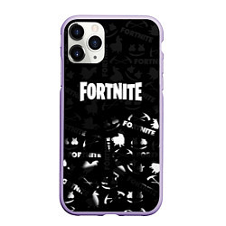 Чехол iPhone 11 Pro матовый Fortnite pattern black