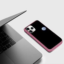 Чехол iPhone 11 Pro матовый Volkswagen logo auto, цвет: 3D-малиновый — фото 2