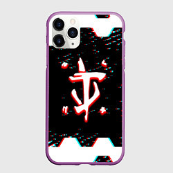 Чехол iPhone 11 Pro матовый Doom hexagon glitch color, цвет: 3D-фиолетовый