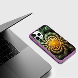 Чехол iPhone 11 Pro матовый Оптический узор фракталы, цвет: 3D-фиолетовый — фото 2