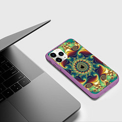 Чехол iPhone 11 Pro матовый Оптический узор текстура, цвет: 3D-фиолетовый — фото 2