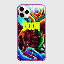 Чехол iPhone 11 Pro матовый Doom monster mars, цвет: 3D-фиолетовый
