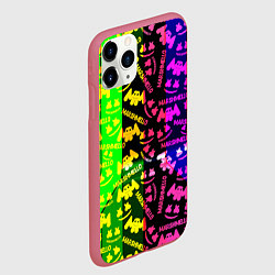 Чехол iPhone 11 Pro матовый Marshmello pattern neon steel, цвет: 3D-малиновый — фото 2