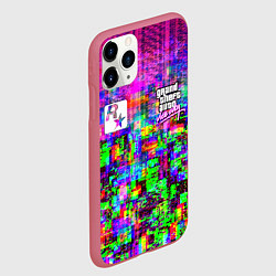 Чехол iPhone 11 Pro матовый Vice city glitch game, цвет: 3D-малиновый — фото 2