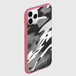 Чехол iPhone 11 Pro матовый Черно белый камуфляж, цвет: 3D-малиновый — фото 2