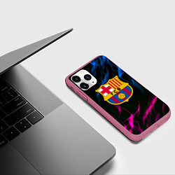 Чехол iPhone 11 Pro матовый Barcelona neon flame, цвет: 3D-малиновый — фото 2