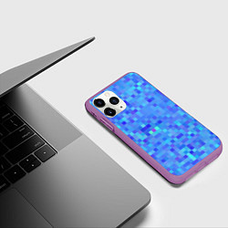 Чехол iPhone 11 Pro матовый Синие пиксели, цвет: 3D-фиолетовый — фото 2