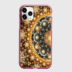 Чехол iPhone 11 Pro матовый Абстрактные узоры фрактала, цвет: 3D-малиновый