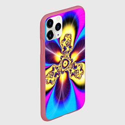 Чехол iPhone 11 Pro матовый Фрактальный неоновый узор абстракция, цвет: 3D-малиновый — фото 2