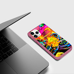 Чехол iPhone 11 Pro матовый Cyberpunk 2077 graffity game, цвет: 3D-малиновый — фото 2
