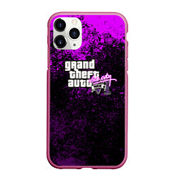 Чехол iPhone 11 Pro матовый GTA 6 vice city брызги красок неон, цвет: 3D-малиновый