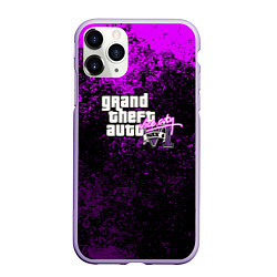 Чехол iPhone 11 Pro матовый GTA 6 vice city брызги красок неон, цвет: 3D-светло-сиреневый