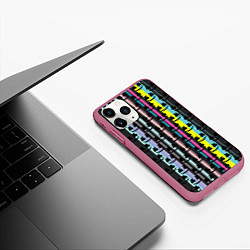 Чехол iPhone 11 Pro матовый Marshmello dj pattern line, цвет: 3D-малиновый — фото 2