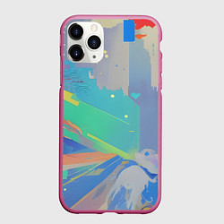 Чехол iPhone 11 Pro матовый Краска абстракция, цвет: 3D-малиновый