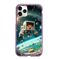 Чехол iPhone 11 Pro матовый An astronaut in outer space - Minecraft, цвет: 3D-фиолетовый