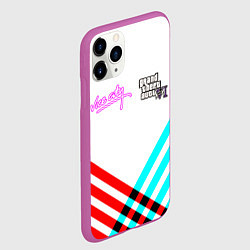 Чехол iPhone 11 Pro матовый GTA6 vice city line, цвет: 3D-фиолетовый — фото 2