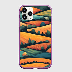 Чехол iPhone 11 Pro матовый Поля луга, цвет: 3D-фиолетовый