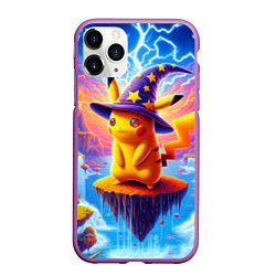 Чехол iPhone 11 Pro матовый Pikachu in a stargazers hat, цвет: 3D-фиолетовый