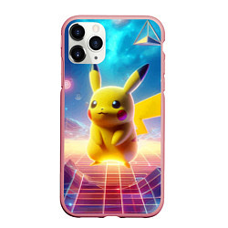 Чехол iPhone 11 Pro матовый Funny Pikachu - vaporwave