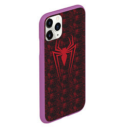 Чехол iPhone 11 Pro матовый Spider-Man logo, цвет: 3D-фиолетовый — фото 2