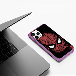 Чехол iPhone 11 Pro матовый Spider-man splashes, цвет: 3D-фиолетовый — фото 2