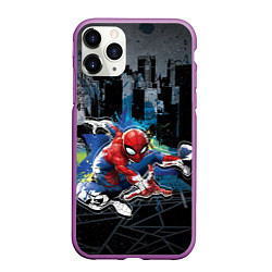 Чехол iPhone 11 Pro матовый Spider-man over the city