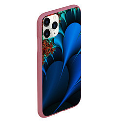 Чехол iPhone 11 Pro матовый Фрактальный узор голубой, цвет: 3D-малиновый — фото 2