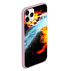 Чехол iPhone 11 Pro матовый Огонь и вода столкновение, цвет: 3D-розовый — фото 2