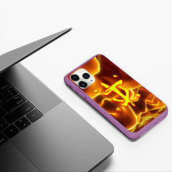 Чехол iPhone 11 Pro матовый Doom грозовой стиль марса, цвет: 3D-фиолетовый — фото 2