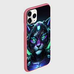Чехол iPhone 11 Pro матовый Неоновый кибер тигр, цвет: 3D-малиновый — фото 2
