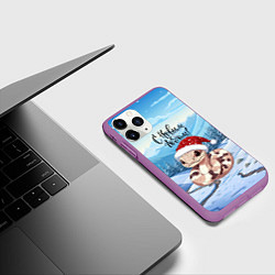 Чехол iPhone 11 Pro матовый Новогодняя милая песочная змейка 2025, цвет: 3D-фиолетовый — фото 2