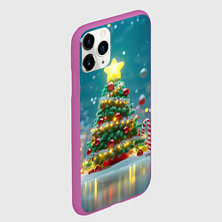 Чехол iPhone 11 Pro матовый Новогодняя объемная елочка, цвет: 3D-фиолетовый — фото 2