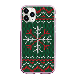 Чехол iPhone 11 Pro матовый Knitted Snowflake Pattern, цвет: 3D-розовый