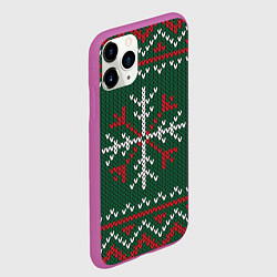 Чехол iPhone 11 Pro матовый Knitted Snowflake Pattern, цвет: 3D-фиолетовый — фото 2