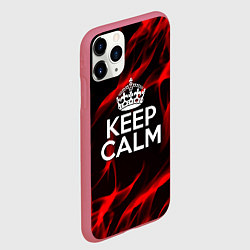 Чехол iPhone 11 Pro матовый Keep calm flame red, цвет: 3D-малиновый — фото 2